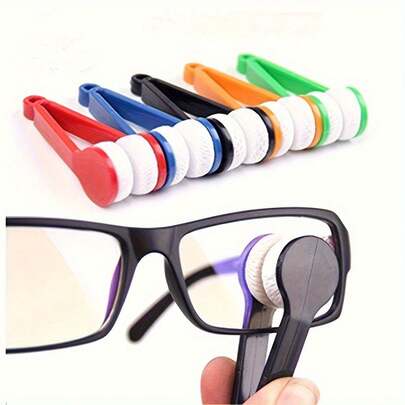 3pcs Reusable Mini Glasses Cleaning Brush And Cloth - With Ultra-Fine Fiber Soft Fur, Ergonomically Designed Clip On, Multiple Colors To Choose From, Suitable For Glasses, Fashionable Glasses