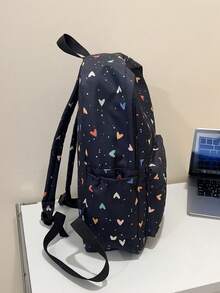 Butterfly Pattern Minimalist Versatile Large Capacity Student Backpack Dots , Polka Dot - Black - View 3
