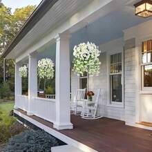 1 pieza Planta colgante artificial de campanilla resistente a los rayos UV y resistente a la decoloración - Flores de plástico de color púrpura y rojo vibrante para decoración exterior todo el año, bodas, jardines, patios, porches, pasillos - No requiere mantenimiento, decoración de jardín con flores resistentes a los rayos UV