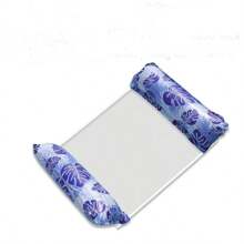 1 pezzo/2 pezzi Amaca galleggiante pieghevole portatile con rete e schienale, letto d'acqua gonfiabile, materasso da piscina a righe per spiaggia e sport acquatici