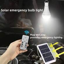 1/2 bóng đèn khẩn cấp chạy bằng năng lượng mặt trời, ánh sáng trắng điều khiển từ xa 9W có thể sạc lại qua USB, độ sáng cao, bền lâu, thích hợp cho gia đình, cắm trại ngoài trời, chợ đêm, đèn ngủ, câu cá đêm, du lịch bằng xe RV - Điều khiển từ xa 9W - có tấm pin mặt trời - Xem 2