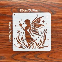 16pcs Hollow Angel Fairy Stencils, Decorative Painting Template For Scrapbooking, Wall Art, Spray Painting, DIY Craft, Reusable & Washable PET Plastic Material - White - View 3