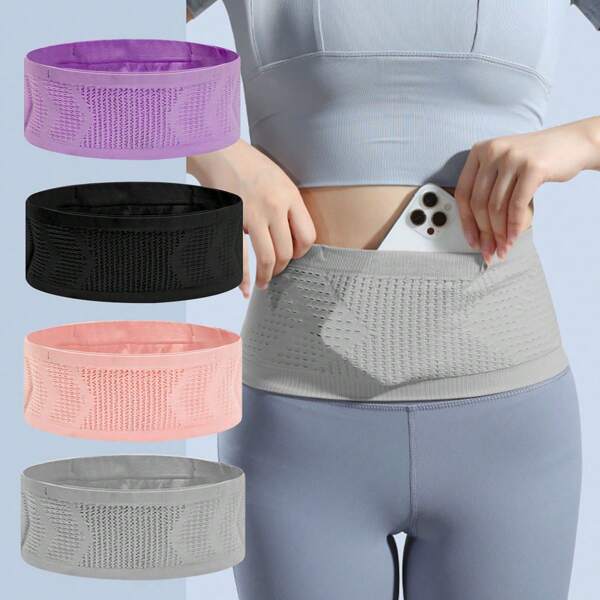 1pc Multifunctional Waist Bag, Knitted Water-Resistant Sports Waist Pack With Hidden Phone Pocket, Suitable For Men And Women