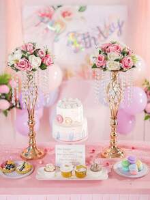 2Pcs Faux Rose Balls - Boho Table Centerpieces, Pink-White/White/Champagne Fake Flower Decor For Wedding/Birthday/ Dining Table,Home Decor & Party, Reusable Low-Maintenance Floral Balls - Multicolor - View 16