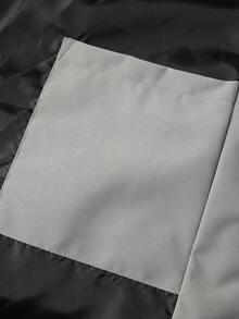 Plus Size Men's Long Sleeve Spring & Autumn Color Block Zip-Up Hooded Jacket - Grey - View 5