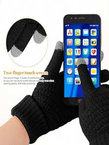 2pcs Women's Knitted Cashmere Hat And Soft Touchscreen Gloves, Warm Winter Gift Winter Accessories Winter Outfits Valentines Gift - Multicolor - View 4