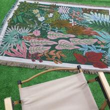 1 pătură cu ciucuri jacquard cu model tropical, boem, versatilă pentru toate anotimpurile, potrivită pentru camping, canapea, birou, dormitor și living