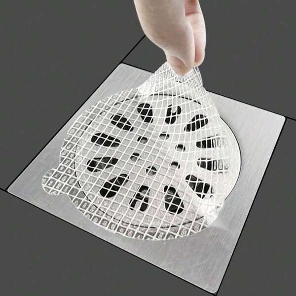 50/10pcs Shower Drain Hair Catcher Set: Mesh Filter Stickers, Hair Clog Remover, Anti-Clogging Drain Mesh Stickers