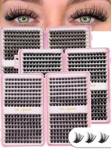 384片DIY假睫毛，仿貂毛材质 - 高级D卷翘蓬松自然款，适合DIY睫毛嫁接 - 可重复使用，轻盈易戴，是初学者、旅行、日常佩戴、婚礼、约会、派对、节日等场合的理想之选，也是圣诞节/万圣节/送礼佳品。 - D - 查看 2