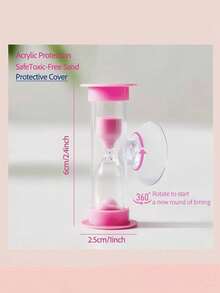 1pc Durable Plastic Mini 2-Minute Timer (With Suction Cup), Rotatable Bathroom , Kitchen, Gaming, Classroom, Sand Timer, Timer - Multicolor - View 3