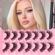 False Eyelashes Clear Band Cat Eye Lashes Natural Look 15MM Fake Eyelashes Pack Lashes, 7 Pairs - Manga|8-15MM - View 6