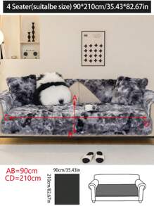 1pc Thick Warm Sofa Cushion Cover, Modern Simple Anti-Slip Plush Sofa Seat Pad, Dust-Proof Washable Sofa Slipcover, Soft & Fade-Resistant, Pet-Friendly, Fits L-Shaped Sofa And 1/2/3/4 Seater Sofa, Suitable For Bedroom, Office, Living Room