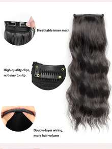 Extensiones de cabello con clip de fibra sintética resistente al calor con ondas de agua de 6-18 pulgadas para cabello ralo, para volumen instantáneo en las raíces (uso diario/fiesta)