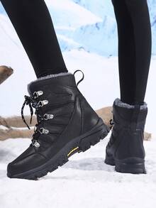 Women's Winter High-Top Thermal Lined Thick Warm Snow Boots - Black - View 5