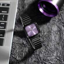 gedi 1 件女士新款白色不锈钢表带，精致方形表盘，时尚白色指针休闲精致极具吸引力的女士腕表，校园必备防水石英表，适合派对通勤旅行和日常佩戴 - 綠色 - 查看 4