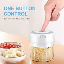 Mini Portable Electric Garlic Chopper Grinder  Stainless Steel - White - View 3