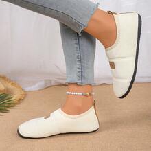 Women's Solid Color Slip-On Casual Comfortable Versatile Home Slippers, Winter