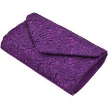 Purses And Bags Women Premium Lace Paisley Floral Fabric Satin Envelope Flap Clutch Evening Bag Black Clutch Purse Gold Purse Makeup Bag - 紫色 - 查看 2