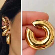 1pc Minimalist C-Shaped Smooth Open Ear Cuff For Women, New Simple Geometric Textured C-Shape Earrings, Suitable For Party, Street Style, Vacation, Work, Daily Wear, Back To School, Halloween, Christmas (No Card Included)