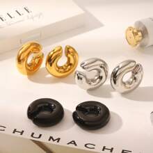 1pc Minimalist C-Shaped Smooth Open Ear Cuff For Women, New Simple Geometric Textured C-Shape Earrings, Suitable For Party, Street Style, Vacation, Work, Daily Wear, Back To School, Halloween, Christmas (No Card Included)