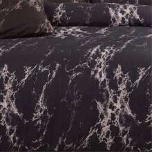 Luxurious Black Marble Super King Size Duvet Cover Set - Elegant Quilted Bedding Ensemble For A Stylish Bedroom Makeover
