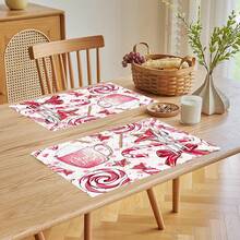 1 cái/4 cái/6 cái Miếng lót đĩa bằng vải lanh in họa tiết Giáng sinh, Trang trí Giáng sinh, Thích hợp cho bàn ăn, Trang trí mọi mùa, Miếng lót bàn có thể giặt được, Trang trí phòng, Miếng lót ly, Miếng lót bàn ăn nhà bếp, Trang trí tiệc trong nhà ngoài trời, Trang trí nhà cửa, Quà tặng lý tưởng - Nhiều màu - Xem 6