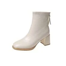 Women Mid-Calf Boots - 米色 - 查看 1