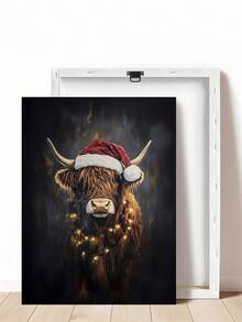 1pc Highland Cow Christmas Art Print Santa Hat Holiday Wall Art Rustic Farmhouse Decor Dark Academia Wall Art, Vintage Otter Christmas Wall Art Santa Hat Dark Academia Rustic Holiday Animal Decor, Christmas Wall Art, Bedroom Decor, Living Room Decor Home Decor Christmas Decorations - Multicolor - View 20