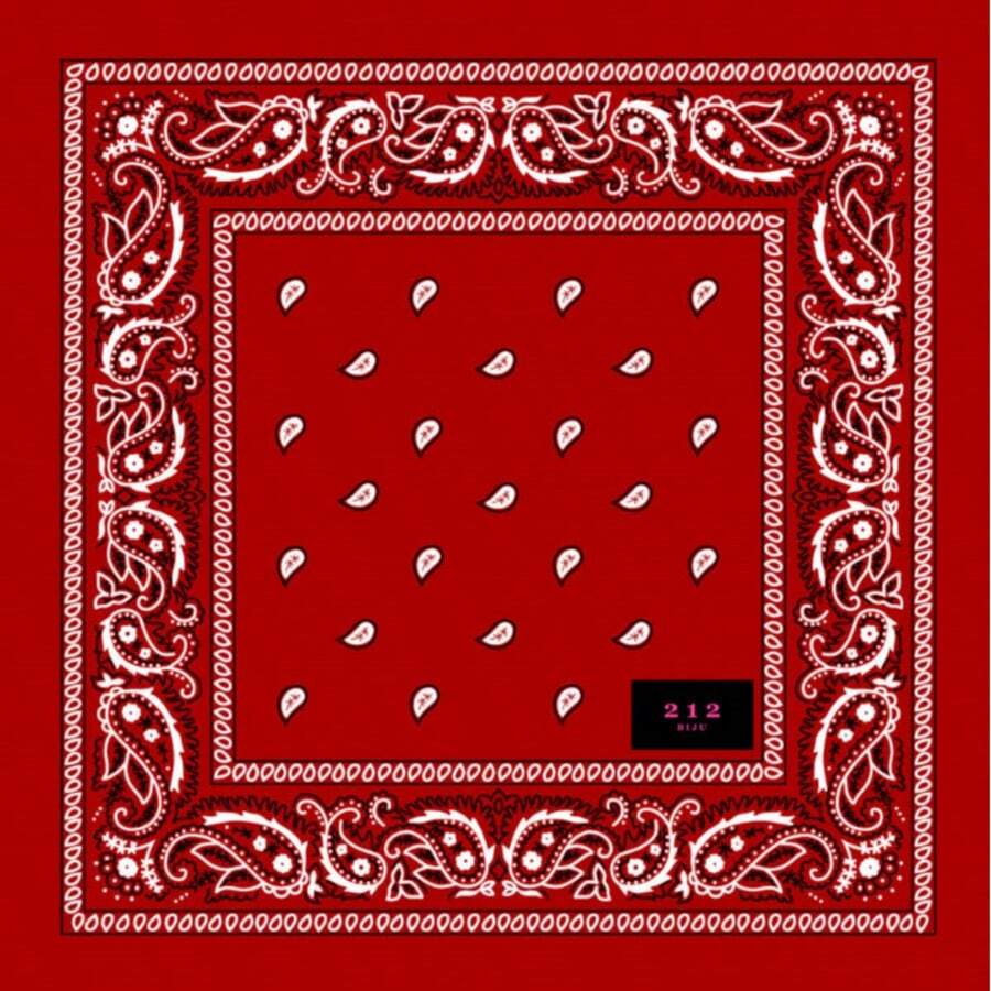 KIT 12 Bandanas Square Cotton Scarf Assorted Colors 55x55cm 212BIJU - Đỏ - Xem 1