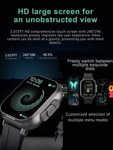 EFFEOKKI 二合一智能手表带耳塞无线 TWS 耳机接听电话血压运动智能手表兼容 安卓智能手机 - D8 Black Strap - 查看 9