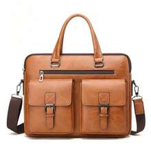 Maletines para hombre bolsos para portatil bolsas documentos negocios alta capacidad compartimentos organizador acolchado para laptop correa ajustable material resistente estilo ejecutivo funcional ideal para trabajo viajes reuniones envio rapido garantia - Caqui - Ver 1