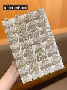 5/10/15 件女士优雅米色仿珍珠镶嵌发夹，多种款式组合，适合日常使用，推荐作为女士发饰礼物发饰女士爪夹秋季配饰秋冬度假装女士 - 彩色 - 查看 15