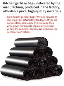 100pcs/Roll 4 Gallon Kitchen Trash Bags, Suitable For Kitchen, Bathroom, Bedroom, Home And Office (Black) - Black - View 3
