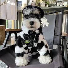 Autumn/Winter New Pet Dog Cat Classic Black & White Patchwork Dog Jacket, Thick Faux Fur Coat For Small/Medium Dogs & Cats, Schnauzer, French Bulldog, Poodle