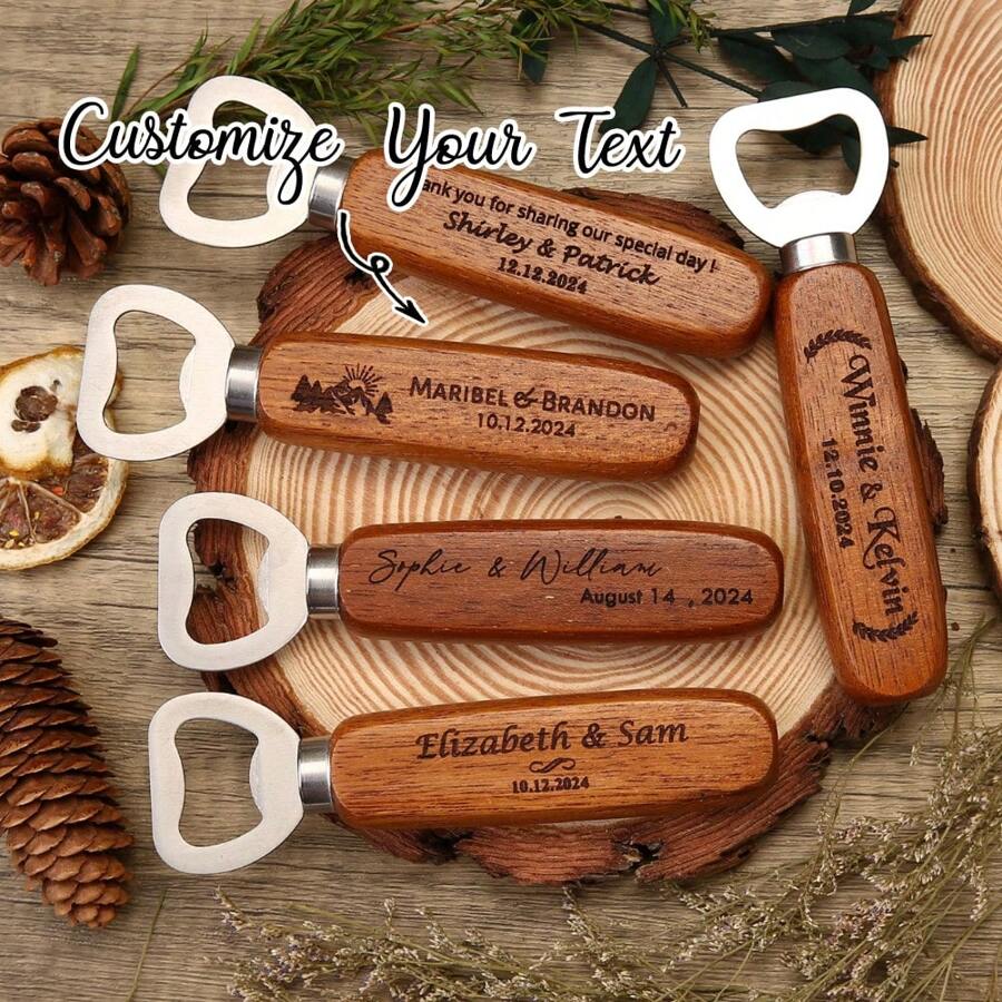 1PC Bulk Custom Wooden Bottle Opener, Wedding Favors For Guests, Personalized Groomsmen Gift, Party Favors, Business Promotional Items