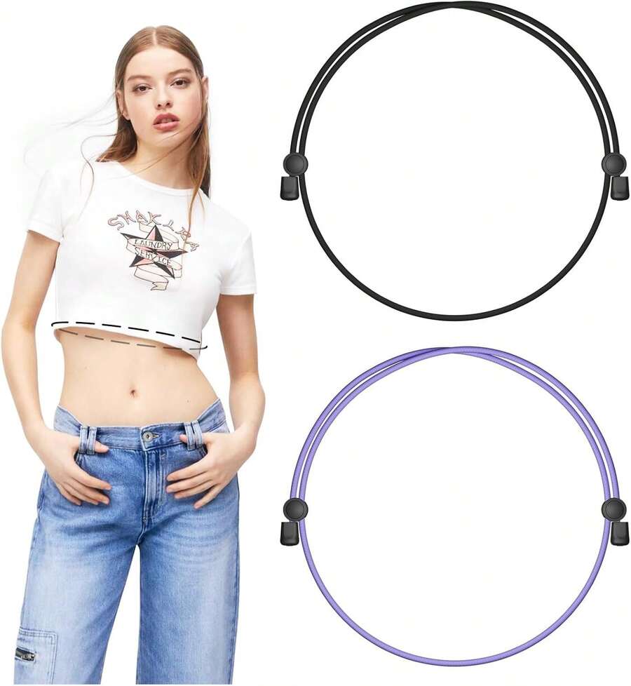 2pcs Adjustable Band,Crop Band Tucking Shirts,Shirt Stays Belt Men/Women - 黑紫色-l - 查看 1