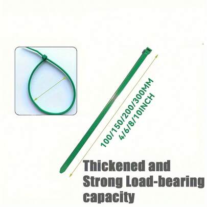 100pcs Heavy Duty Green Nylon Zip Ties - Self-Locking Garden Plant Ties For Securing Vines, Leaves And Pipes, Multipurpose Gardening Binding Solution, Garden Ties | Decorative Garden Ties | Strong Grip Ties