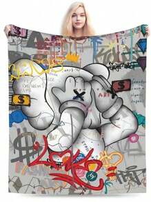 Kawss Kawaii Kaw Flannel Blanket For Girls And Boys, Anime Gift Cover Blanket, Comfortable Plush Flannel Fleece Printed Blanket, Double Blanket, Lightweight Plush, Suitable For Bed Decoration 50x40inch