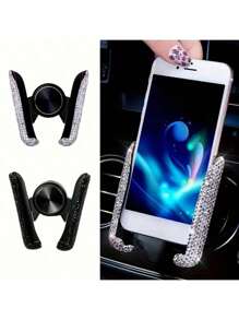 Sparkling Diamond Car Phone Holder - Waterproof, ABS Material, Wall-Mounted V-Shaped Clamp Design, Enhanced Navigation Support
