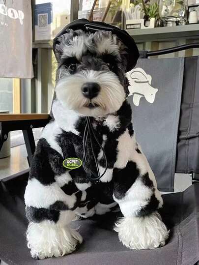 Áo khoác cho chó mèo cổ điển màu đen trắng mới thu/đông, áo khoác lông giả dày cho chó/mèo nhỏ/vừa, Schnauzer, Bulldog Pháp, Poodle