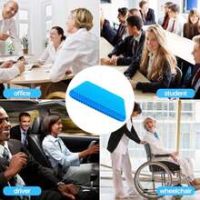 Gel Seat Cushion For Long Sitting (Thick & Extra Large), Gel Cushion For Wheelchair Soft, Gel Chair Cushion Comfy, Gel Car Seat Cushion Breathable, Gel Seat Cushion For Office Chair For Hip Pain - 藍色 - 查看 4