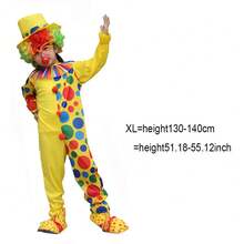 一套适合男孩和女孩的小丑套装，儿童小丑服装，儿童连体衣角色扮演服装（注意：不包括道具假发/塑料眼镜/红鼻子/鞋子） - 彩色 - 查看 10