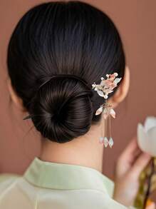 Pasador de pelo con decoración de flores, regalo elegante perfecto para amigos para uso diario, accesorio para moño, pieza para moño, pasadores para peinado, accesorios para el cabello, accesorios para la cabeza - Multicolor - Ver 5