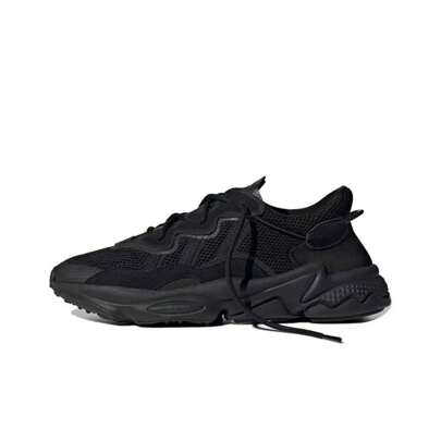 Adidas Adidas Originals Ozweego Black Warrior Leather Retro Sneakers, Low-Top Chunky Shoes, Unisex, Core Black