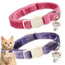 ARING PET 2 Pack Cat Collars-Cute Breakaway Cat Collar With Bell & Pendant, Adjustable Velvet Purple&Rose Red Kitten Collars With Safety Buckle For Girl And Boy Cats - Tím và hồng nhạt - Xem 1