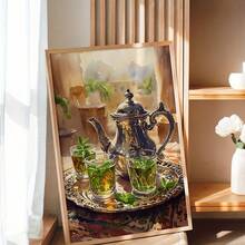 1 件/套摩洛哥茶壶摩洛哥墙壁艺术波西米亚风格绘画，Warecolor 文化地中海装饰印刷品，马拉喀什艺术海报印刷品摩洛哥装饰，无框 - 彩色 - 查看 7