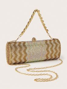 这款长款亮片装饰手提包，闪耀迷人，优雅精致，饰以水钻，是一款引人注目的托特包，适合派对女孩和女士，是参加派对、婚礼、舞会和盛大晚宴的完美之选，也是送给女性的绝佳礼物。 - 金色 - 查看 5