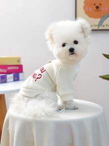 1pc Pet Clothes, Dog/Cat Apparel For Small Dogs/Cats, Cute Happy Puppy/Kitten Outfit, Warm & Comfortable Pet Sweater, Suitable For Autumn/Winter, Valentine's Day