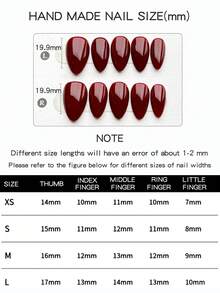 10-Piece Handmade Wearable Nail Tips, Short Almond-Shaped Press-On False Nails, Sweet And Luxurious Style, Smooth And Shiny Pure Red Press-On Short Nails, Suitable For Women And Girls For Daily And Festive Wear, With Nail Set Nail Supplies Nails - Multicolor - View 6