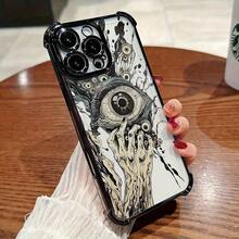 Funda de Teléfono con Graffiti de Ojo de Diablo de Dibujos Animados Compatible con iPhone 16 15 14 13 12 11 Pro Max X XR XS MAX 8 7 Plus, Cubierta Protectora de Gel Suave Transparente a Prueba de Golpes - Mezcla de colores - Ver 5